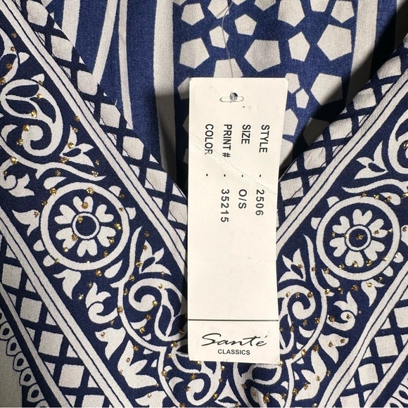 Vintage Sante Classics Mumu Kaftan Maxi Dress One Size Blue Abstract Print - Picture 10 of 12